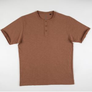 TSHIRT SLUB RAW NECK BUTTONS