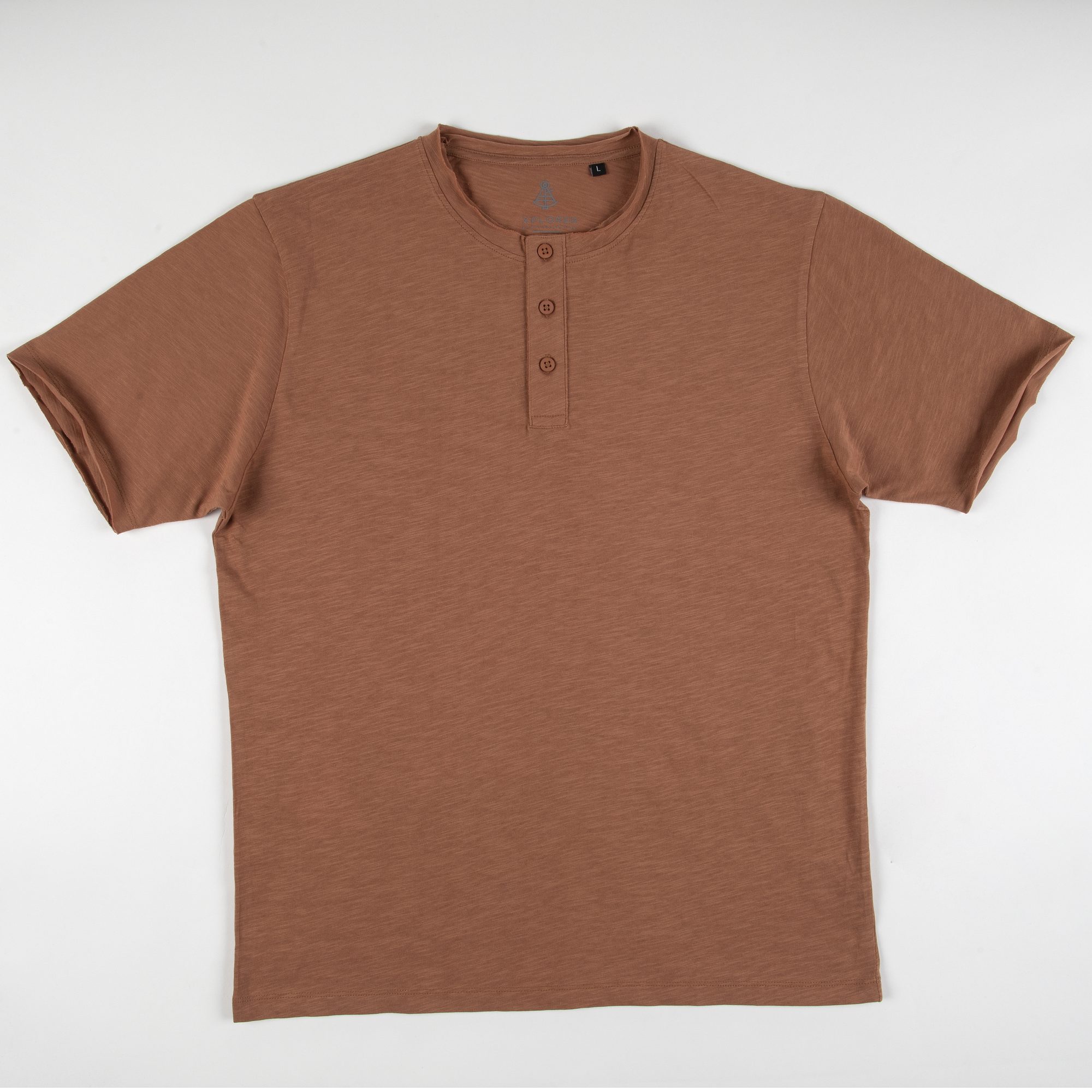 TSHIRT SLUB RAW NECK BUTTONS