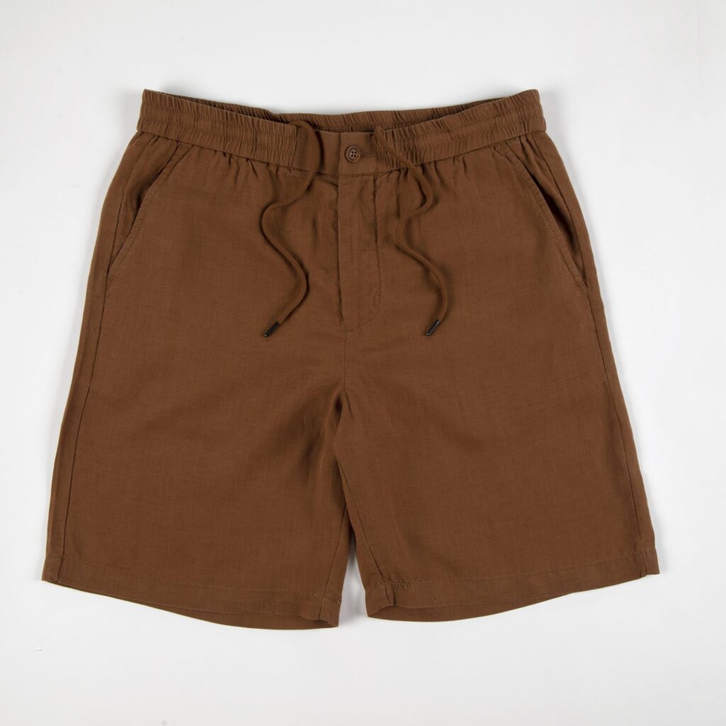 Linen short elastic cord waist
