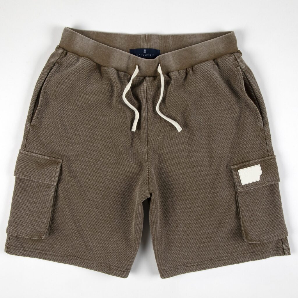 Stone wash waffle cargo bermuda